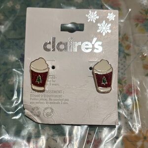 Claire's Red Holiday Cup Earrings